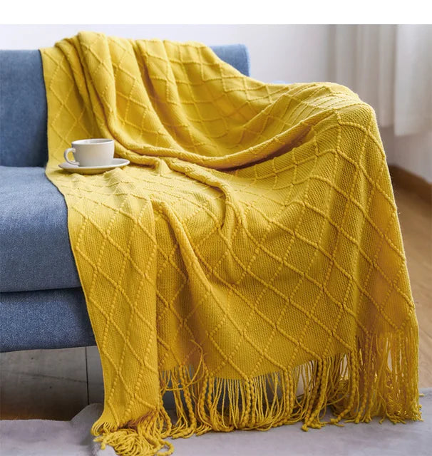 Golden Weave Tassel Blanket