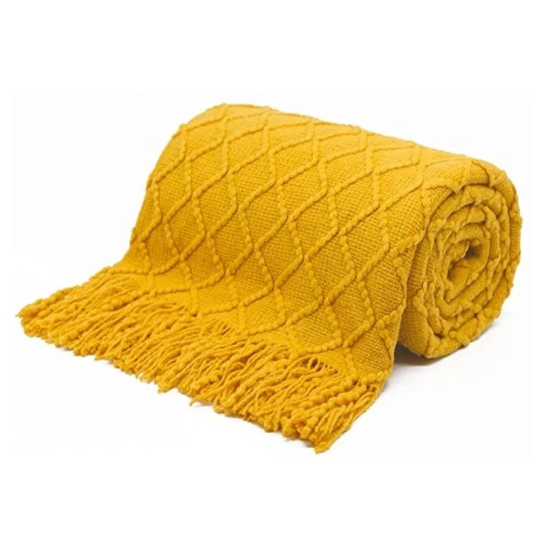 Golden Weave Tassel Blanket