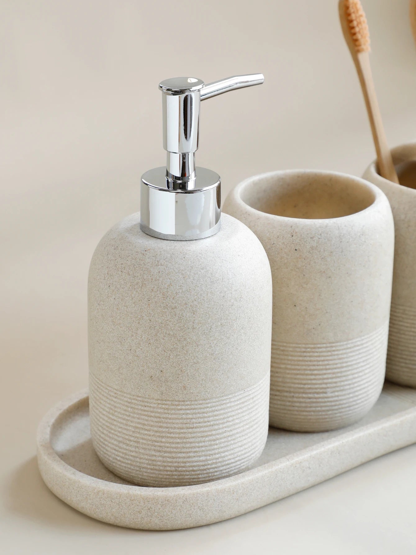 Beige Resin Bathroom Set