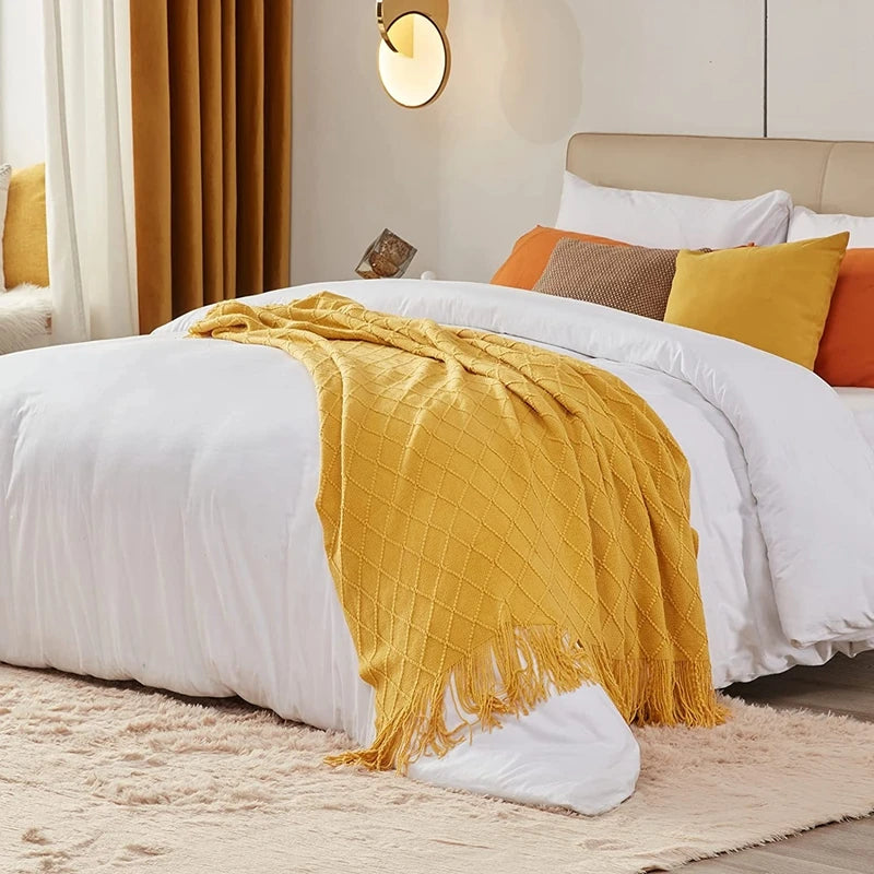 Golden Weave Tassel Blanket