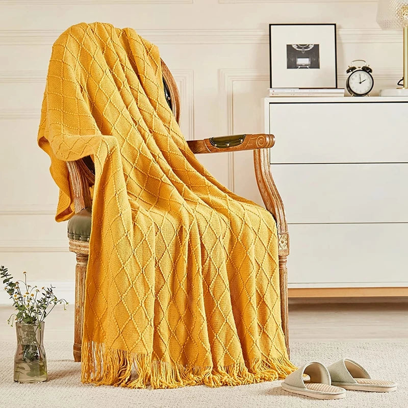 Golden Weave Tassel Blanket