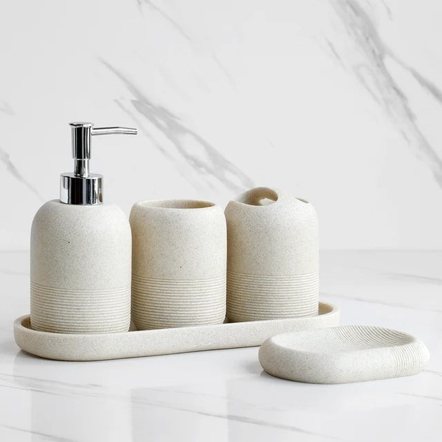 Beige Resin Bathroom Set